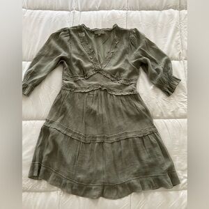 J Gee Casual Frill Trim Ruffle Hem Dress Green Large Boho